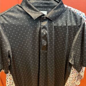 Greg Norman Collection Black Polo with Micro-Print